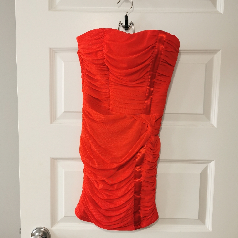 Sheer ruched mini tube dress